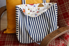 Zigzagdikis Lacivert Çizgili Gabardin Kol Çantası