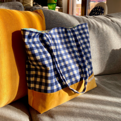 Zigzagdikis Hardal Tabanlı Lacivert Pöti Omuz Çantası