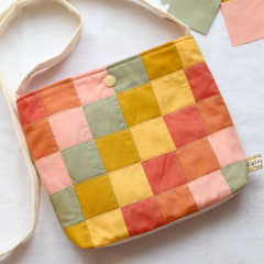 YENİ Zigzagdikiş Soft Renkler Patchwork - Kırkyama Çapraz Çanta